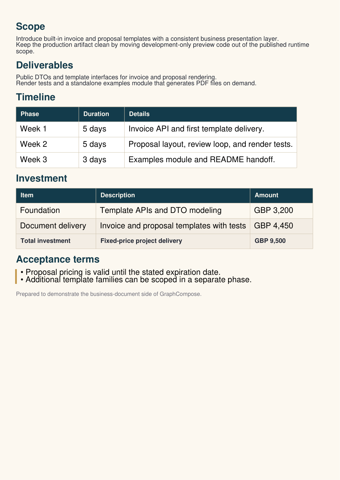 Generated proposal PDF preview