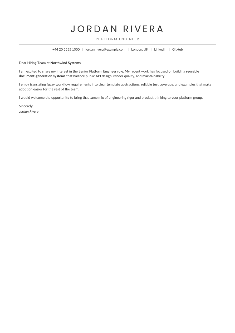Centered Headline letter, page 1 of 1