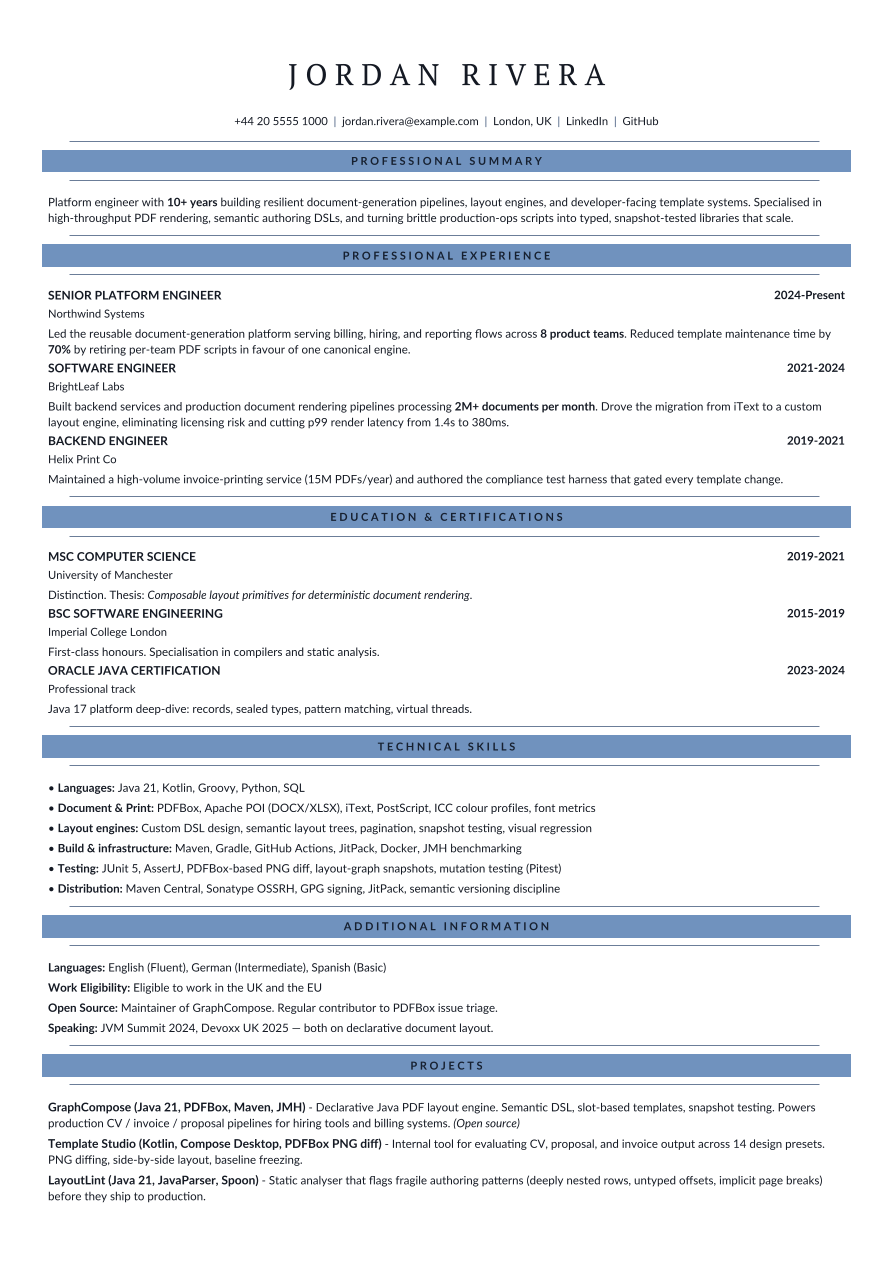 Blue Banner CV preview