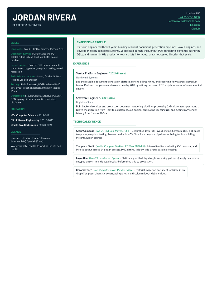 Engineering Resume, page 1 of 1