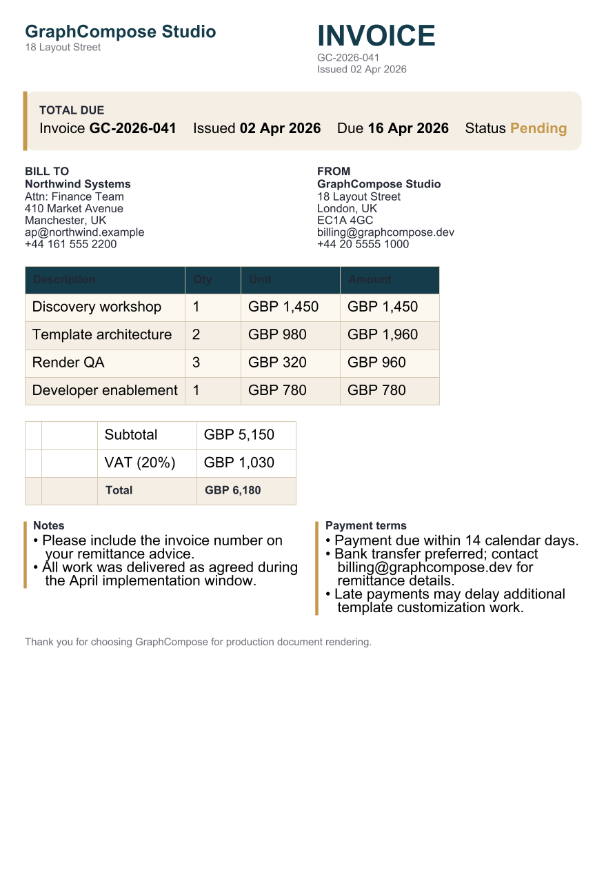 Classic Invoice, page 1 of 1