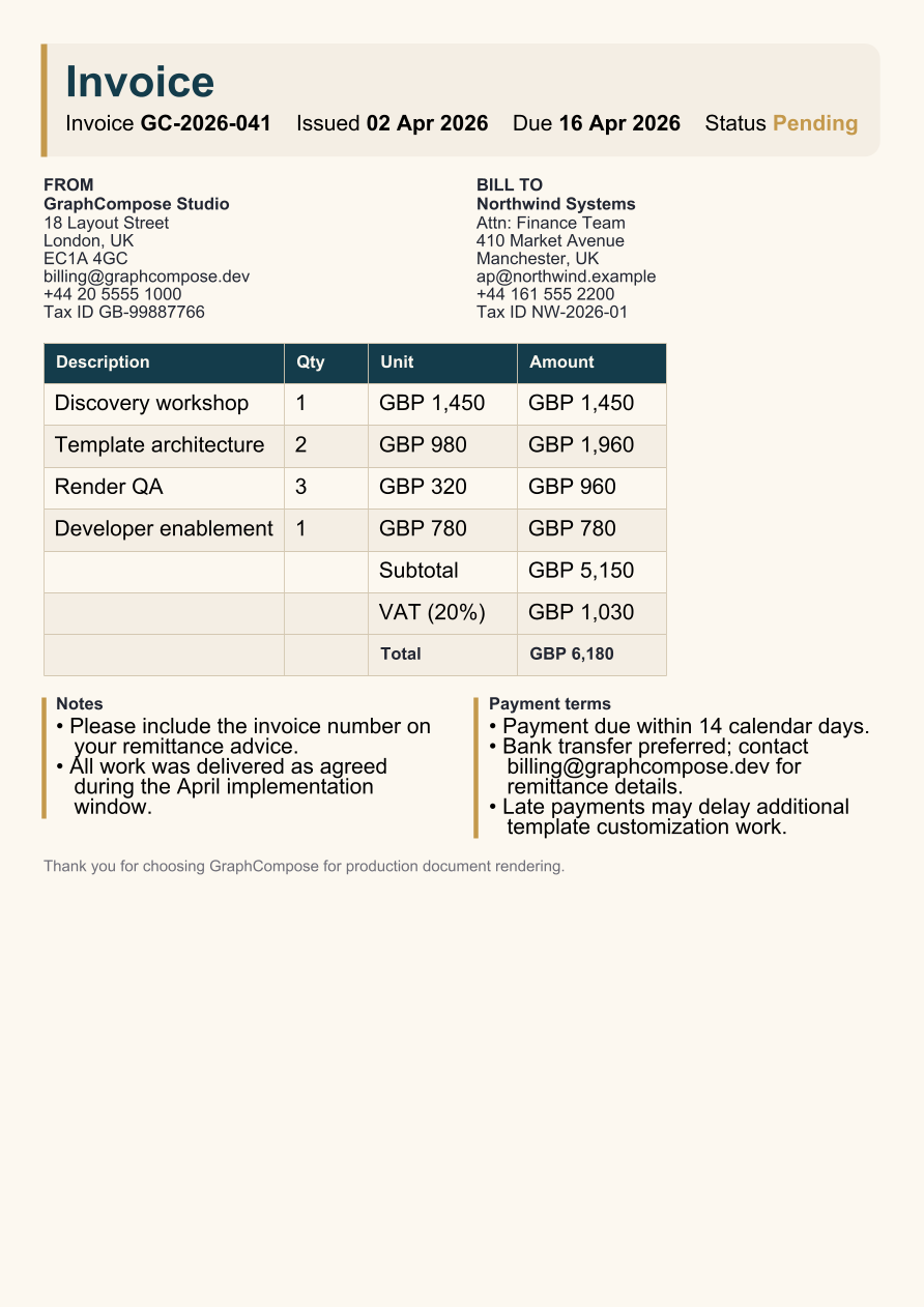 Modern Invoice, page 1 of 1
