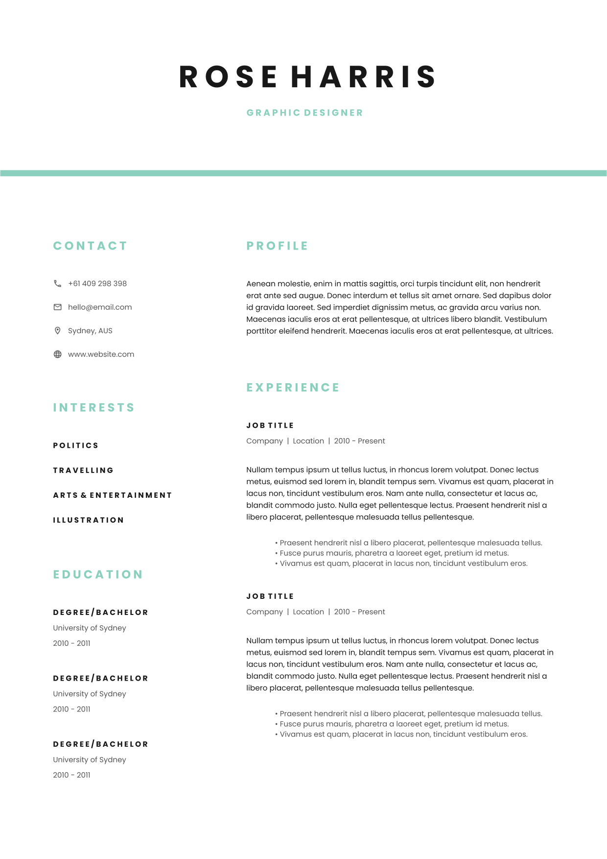 Rendered output, page 1
